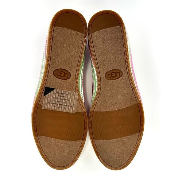 Ugg Marleigh Open Toe Flats Sz 9 Pink/Multi Serape/Canva Espadrille Platform New - Picture 8 of 16